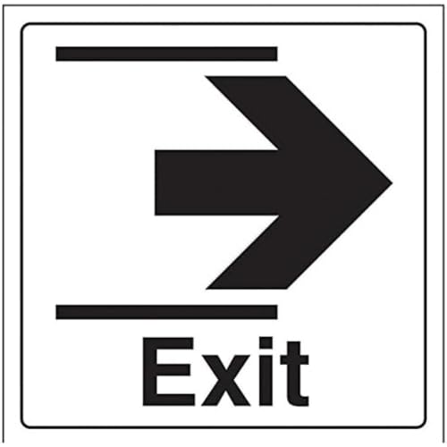 vsafety 71059 am-s "Exit/Slide rechts" Allgemeine Türschild, selbstklebendes Vinyl, quadratisch, 150 mm x 150 mm, schwarz von VSafety