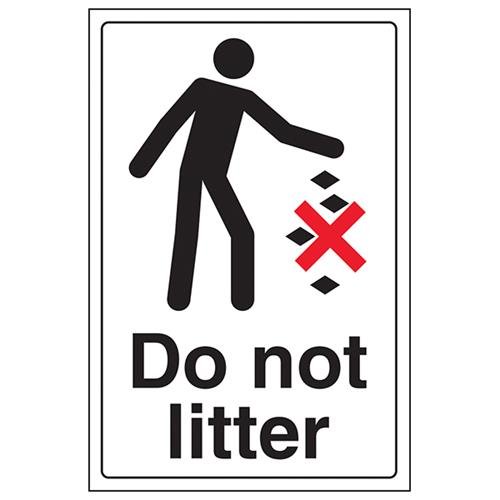 vsafety 72004 au-s "Do not litter" Allgemeine Informationen-Zeichen, selbstklebendes Vinyl, Porträt, 200 mm x 300 mm, schwarz/rot von VSafety