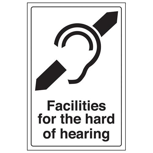 vsafety 72007 au-s "Einrichtungen für die schwer hören" Allgemeine Informationen-Zeichen, selbstklebendes Vinyl, Porträt, 200 mm x 300 mm, schwarz von VSafety