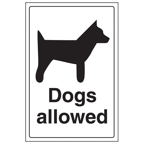 vsafety 72013 au-s "Hunde erlaubt" Allgemeine Informationen-Zeichen, selbstklebendes Vinyl, Porträt, 200 mm x 300 mm, schwarz von VSafety