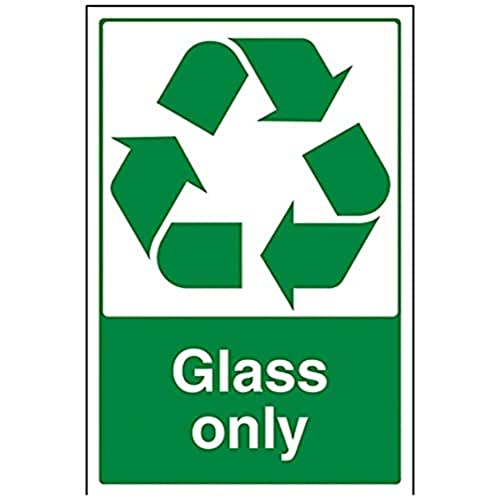 vsafety 73003 au-s Allgemeines Recycling Zeichen, Glas nur," selbstklebend, Hochformat, 200 mm x 300 mm, grün von VSafety