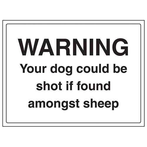 vsafety 76030bf-s Allgemeine Landwirtschaftliche Zeichen, Ihren Hund gefunden Shot können, wenn unter Schaf, selbstklebend, Landschaft, 400 mm x 300 mm, schwarz von VSafety