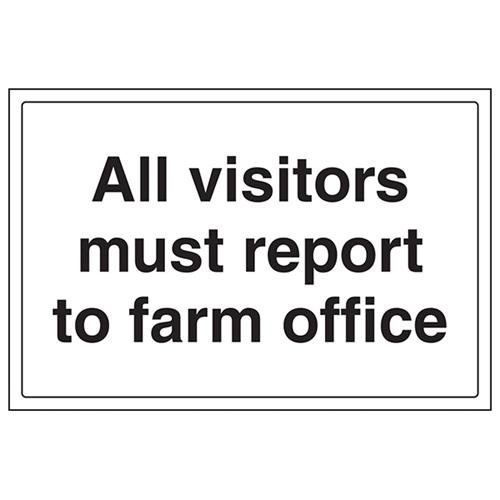 vsafety 76033ba-s Allgemeine Landwirtschaftliche Schild, All Visitors Must Bericht zu Farm Büro," selbstklebend, Landschaft, 300 mm x 200 mm x 200 mm, schwarz von VSafety