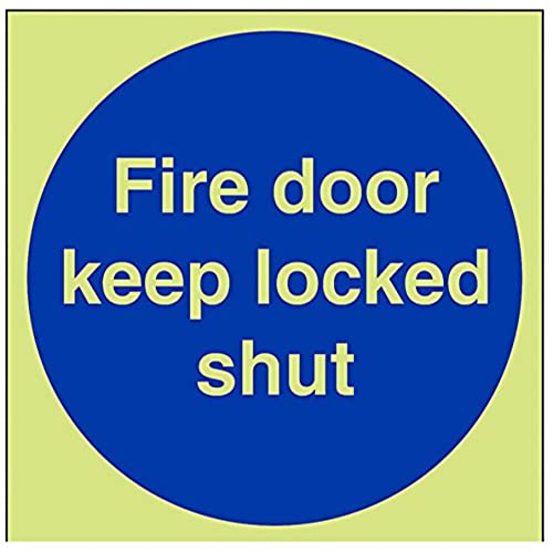 vsafety Abdeckkappe at-g Gebotszeichen ", Fire Door Keep Locked Shut", aus Kunststoff, quadratisch, 200 mm x 200 mm x 200 mm, blau von VSafety