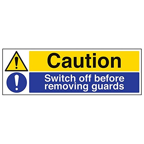 vsafety "Caution Schalter, bevor entfernen Wachen", (3 Stück), 600 mm x 200 mm, 3 von VSafety