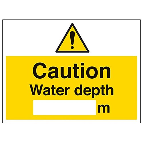 vsafety "Caution Wasser Tiefe", Landschaft, (3 Stück), 400 mm x 300 mm, 3 von VSafety