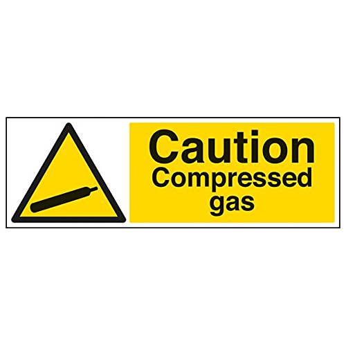 vsafety "Caution komprimierte Gas", Landschaft, (3 Stück), 600 mm x 200 mm, 3 von VSafety