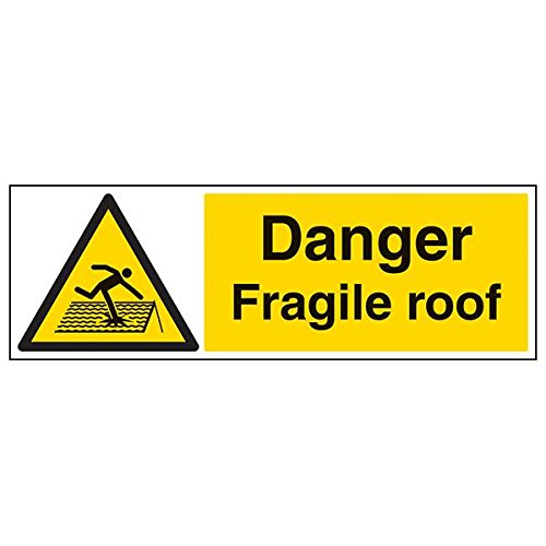 vsafety "Danger Fragile Dach", Landschaft, (3 Stück), 600 mm x 200 mm, 3 von VSafety