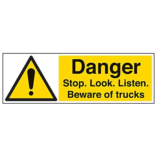 vsafety "Gefahr Stop, Look, Hören/Beware Trucks", (3 Stück), 600 mm x 200 mm, 3 von VSafety