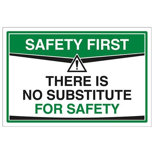 vsafety Safety First Schild – Es gibt keine Ersatz für..., selbstklebendes Vinyl, 300 mm x 200 mm x 200 mm Größe von VSafety