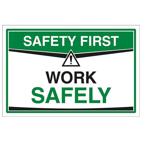 vsafety Safety First Sign – Arbeiten Sicher, selbstklebendes Vinyl, 300 mm x 200 mm x 200 mm Größe von VSafety