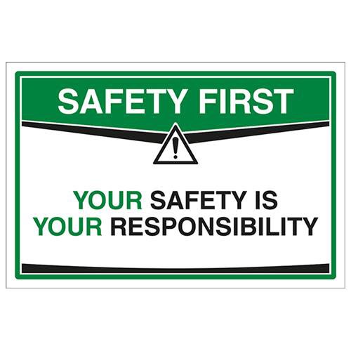 vsafety Safety First Sign – Ihre Sicherheit ist Ihr, selbstklebendes Vinyl, 300 mm x 200 mm x 200 mm Größe von VSafety