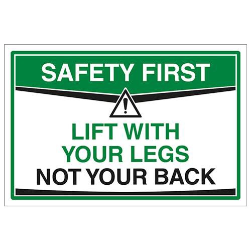 vsafety Safety First Sign – Lift mit Ihre Beine nicht..., selbstklebendes Vinyl, 300 mm x 200 mm x 200 mm Größe von VSafety