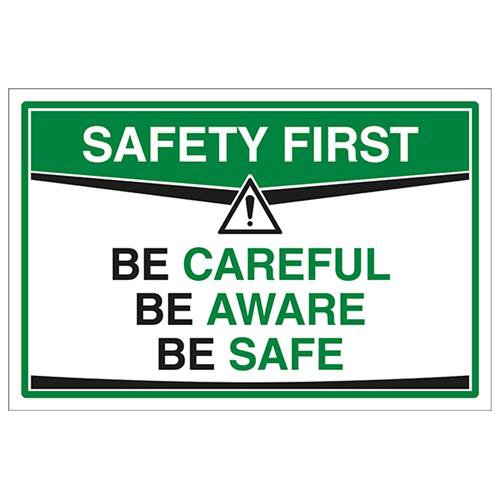 vsafety Safety First Sign – sorgfältige werden werden bewusst Sicher, selbstklebendes Vinyl, 300 mm x 200 mm Größe von VSafety