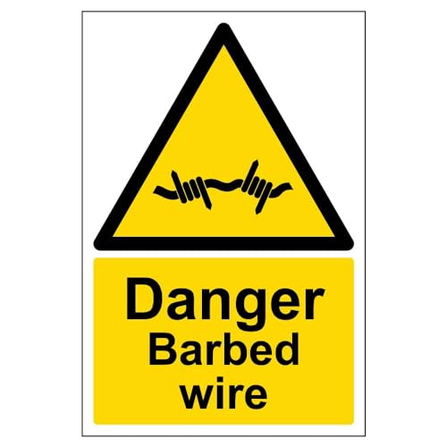 vsafety Warnung Sicherheit Zeichen "Gefahr, Stacheldraht," 2 mm starrer Kunststoff, 200 mm x 300 mm von VSafety
