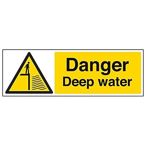 vsafety Warnung Sicherheit Zeichen "Gefahr, deep water," 2 mm starrer Kunststoff, 450 mm x 150 mm von VSafety