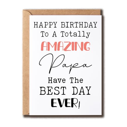 VTHTGifts Geburtstagskarte "Happy Birthday To A Totally Amazing Papa Have The Best Day Ever", Geburtstagskarte für Papa, niedliche Geburtstagskarte von VTHTGifts