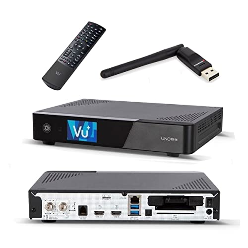 VU+ UNO 4K SE 1x DVB-S2 FBC Sat Receiver Twin Tuner PVR Ready Linux Satellitenreceiver UHD TV Receiver Satelliten-Fernsehen mit WLAN-Stick von VU+