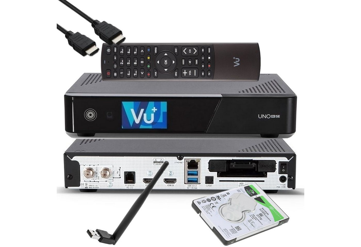 VU+ UNO 4K SE - UHD 1x DVB-S2 E2 Receiver + 2TB HDD + 150 Mbit WiFi Stick SAT-Receiver VU+ UNO 4K SE - UHD 1x DVB-S2 E2 Receiver + 2TB HDD + 150 Mbit WiFi Stick SAT-Receiver von VU+