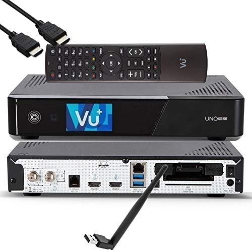VU+ UNO 4K SE - UHD HDR 1x DVB-S2 FBC Sat Twin Tuner E2 Linux Receiver, YouTube, Satellit Festplattenreceiver, CI + Kartenleser, Media Player, USB 3.0, + EasyMouse HDMI-Kabel & 150 Mbit WiFi Stick VU+ UNO 4K SE - UHD HDR 1x DVB-S2 FBC Sat Twin Tuner E2 Linux Receiver, YouTube, Satellit Festplattenreceiver, CI + Kartenleser, Media Player, USB 3.0, + EasyMouse HDMI-Kabel & 150 Mbit WiFi Stick von VU+