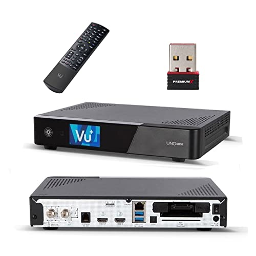 VU+ UNO 4K Satellit Receiver DVB-S2 Linux UHD 2160p HbbTV H.265 mit PremiumX Mini WLAN Wireless Stick bis zu 150 Mbit´s von VU+