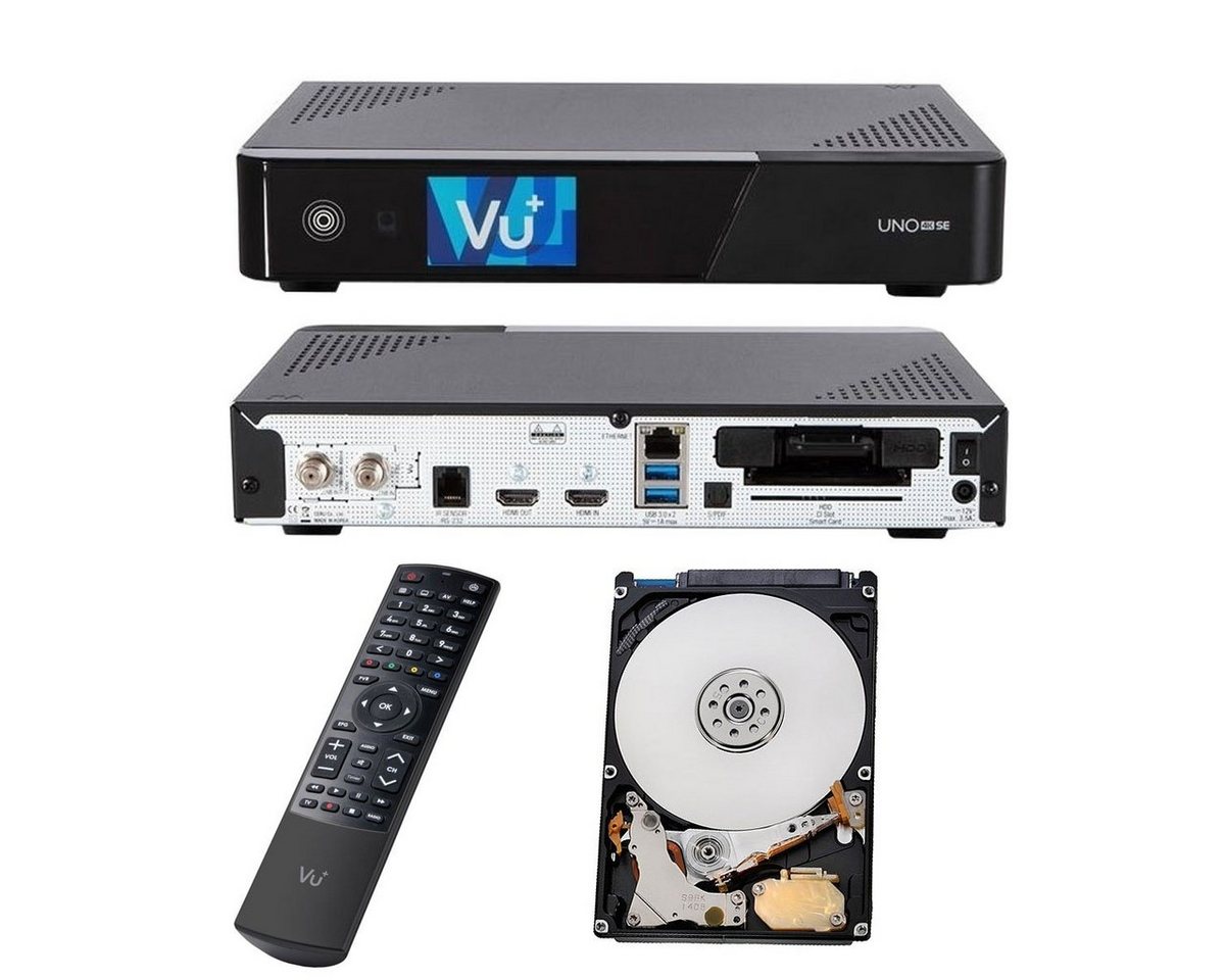 VU+ Uno 4K SE 1x DVB-C FBC Receiver Linux UHD 2160P mit HDD 2TB Festplatte SAT-Receiver von VU+