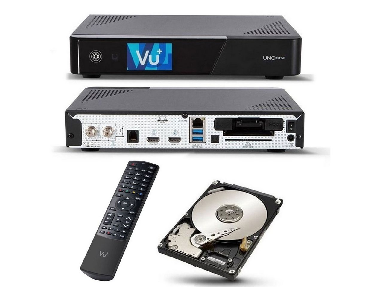 VU+ Uno 4K SE DVB-S2 FBC Sat Receiver Twin Linux UHD 2 TB HDD Festplatte SAT-Receiver von VU+