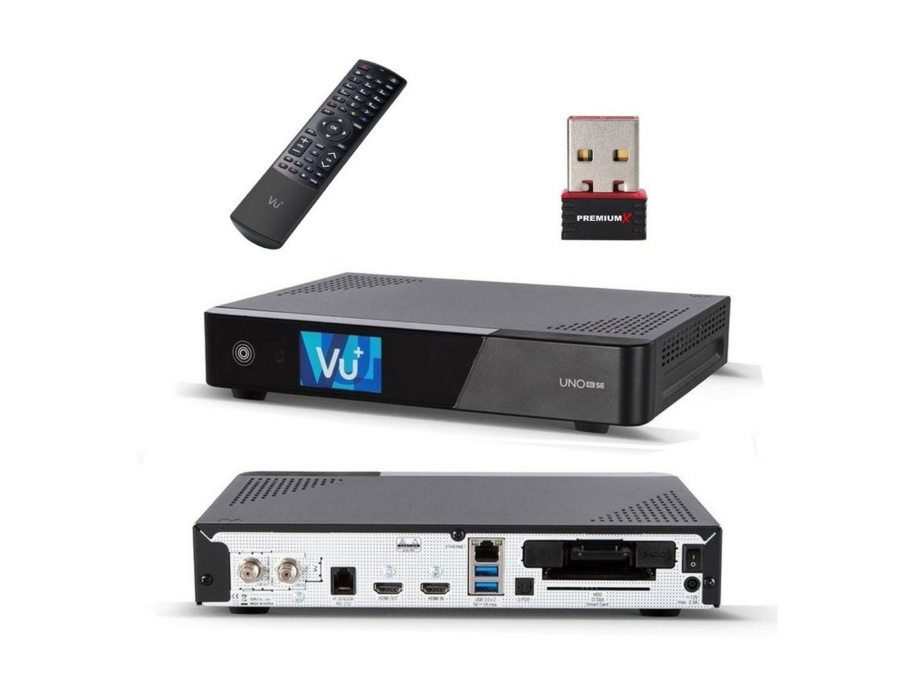 VU+ VU+ UNO 4K SE Sat Receiver DVB-S2 Linux UHD 2160p H.265 mit Wlan Stick SAT-Receiver von VU+