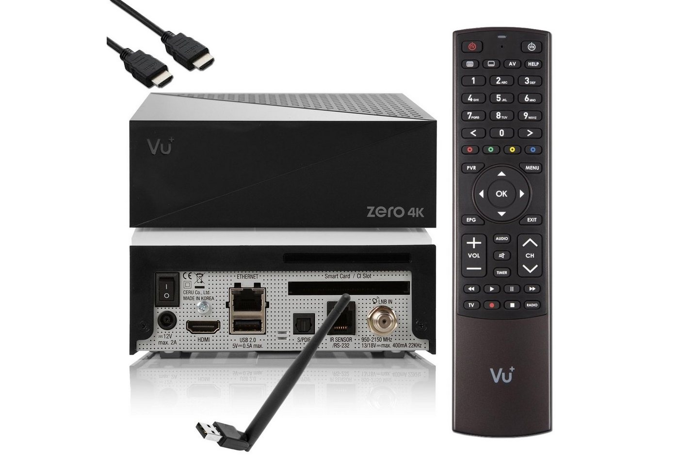 VU+ Zero 4K 1x DVB-S2X Multistream Linux UHD Receiver + 150 Mbits Wifi SAT-Receiver von VU+