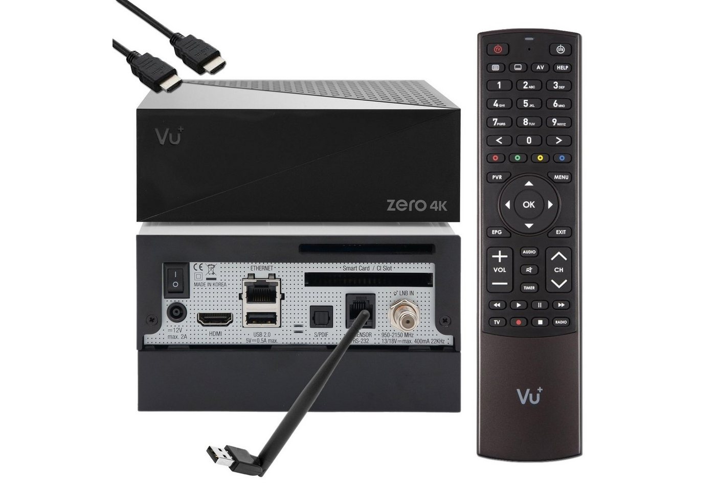 VU+ Zero 4K 1x DVB-S2X Multistream Linux UHD Receiver + 1TB HDD und 150 SAT-Receiver von VU+