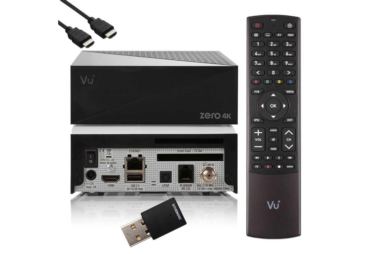 VU+ Zero 4K 1x DVB-S2X Multistream Linux UHD Receiver + 300 Mbits Wifi SAT-Receiver von VU+