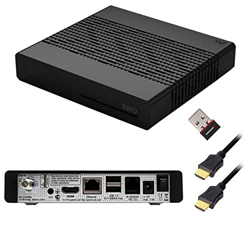 VU+ Zero Black Digital Sat TV Receiver 1x DVB-S2 Tuner SAT Linux FullHD HDMI 2X USB, 12V Externe Netzteil mit WLAN-Stick 150 Mbits von VU+