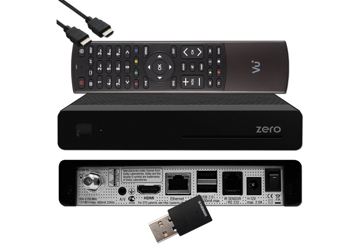 VU+ Zero Linux Full HD Sat Receiver - Schwarz + 300 Mbits Wifi Stick SAT-Receiver von VU+