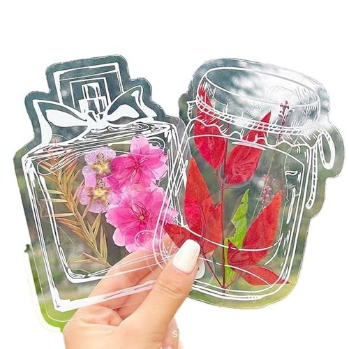 VUIUYOIES Integrieren Sie natürliche Elemente in das Lesen mit Lesezeichen mit verwelkten Blumen. Das Lesezeichen besteht aus transparentem PET PVC von VUIUYOIES