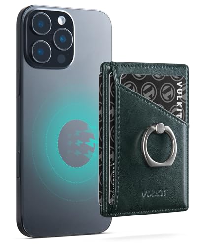 VULKIT Handy Magnetischer Kartenhalter mit Ring für Magsafe, bis zu 3 Karten, Kompatibel mit iPhone 12-16 Serie, Grün VULKIT Handy Magnetischer Kartenhalter mit Ring für Magsafe, bis zu 3 Karten, Kompatibel mit iPhone 12-16 Serie, Grün von VULKIT