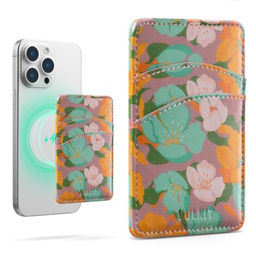 VULKIT Magnetischer Kartenhalter für Handy, dünn, aus Leder, für Damen, Kreditkartenetui mit RFID-Blockierung, Magsafe, Blume, Klassisch VULKIT Magnetischer Kartenhalter für Handy, dünn, aus Leder, für Damen, Kreditkartenetui mit RFID-Blockierung, Magsafe, Blume, Klassisch von VULKIT