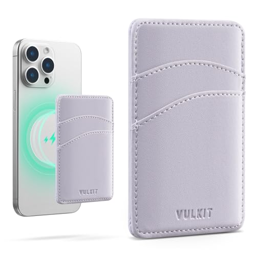 VULKIT Magnetischer Kartenhalter für Handy, dünn, aus Leder, für Damen, Kreditkartenetui mit RFID-Blockierung, Magsafe, Lila, Klassisch VULKIT Magnetischer Kartenhalter für Handy, dünn, aus Leder, für Damen, Kreditkartenetui mit RFID-Blockierung, Magsafe, Lila, Klassisch von VULKIT