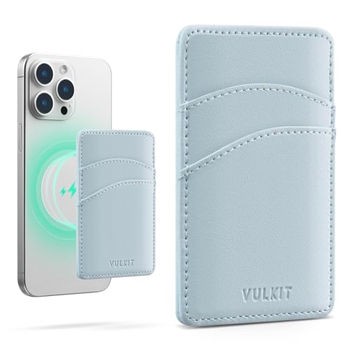 VULKIT Magnetischer Kartenhalter für Handy, dünn, aus Leder, für Damen, Kreditkartenetui mit RFID-Blockierung, Magsafe, blau, Klassisch VULKIT Magnetischer Kartenhalter für Handy, dünn, aus Leder, für Damen, Kreditkartenetui mit RFID-Blockierung, Magsafe, blau, Klassisch von VULKIT