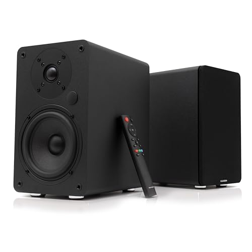 VULKKANO A5 ARC Aktivlautsprecher mit 5.25" Woofer, Bluetooth 5.0, HDMI ARC, Optische, RCA, USB, mit Subwoofer-Ausgang, HiFi Regallautsprecher mit elegantem Design von VULKKANO