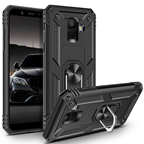 Vunake für Galaxy A6 2018 Hülle Handyhülle mit 360 Grad Ring Ständer Magnetisch Dual Layer TPU Bumper PC Hardcase Stoßfest Schutzhülle Case Cover für Samsung Galaxy A6 2018 Schwarz von Vunake