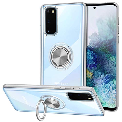 VUNAKE für Galaxy S20 5G 6.2'' Hülle mit 360 Grad Ring Stand Silikon TPU Case Dünn Handyhülle kompatibel Magnetische Autohalterung Schutzhülle Fingergriff Cover für Samsung Galaxy S20 6.2''-Clear von VUNAKE