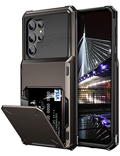 VUNAKE für Samsung Galaxy S23 Ultra Hülle mit Kartenfach Wallet Hülle [Max 4 Karten] Handyhülle Samsung S23 Ultra Heavy Duty Harte PC TPU Silikon Stoßfeste Schutzhülle für Samsung S23 Ultra Hülle von VUNAKE