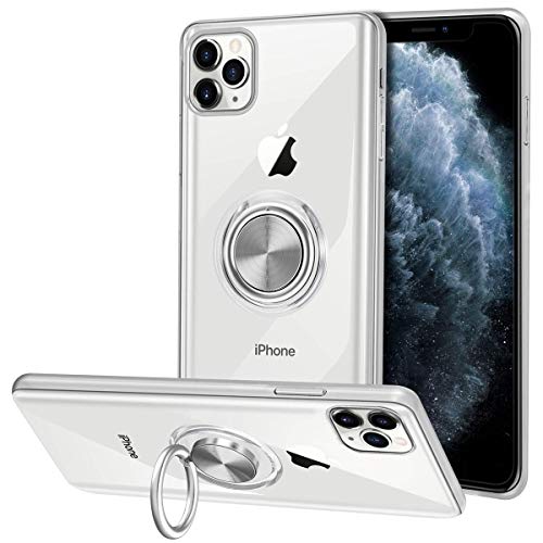 VUNAKE für iPhone 11 Pro Hülle Silikon TPU Slim Case mit 360 Grad Ring Ständer Bumper Handyhülle Fingerhalter Magnetische Autohalterung Transparent Schutzhülle Cover für iPhone 11 Pro 5,8 Zoll-Clear von VUNAKE