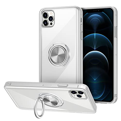 Vunake für iPhone 12 Pro Max Hülle iPhone 12 Pro Max Case mit Ring Stand Silikon Cover TPU Handyhülle Dünn Fingerhalter Magnetische Autohalterung Schutzhülle für iPhone 12 Pro Max 6.7''-Clear von Vunake