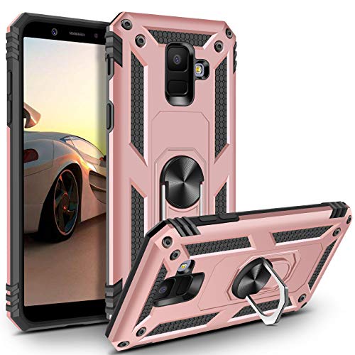 Vunake für Samsung Galaxy A6 2018 Hülle Handyhülle mit 360 Grad Ring Ständer Magnetisch Dual Layer Frau Cover TPU Bumper PC Hardcase Stoßfest Case Schutzhülle für Samsung Galaxy A6 2018 Hülle Roségold von Vunake