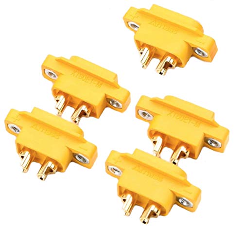 5x Stück Original Amass Premium XT60 XT60E XT60E-M Einbaustecker Montage Mountable Copter Drohne Goldstecker Stecker Male 2Pin Verpolsicher Hochstromstecker Lipo Akku 60A von Mr. Stecker Modellbau® von VUNIVERSUM