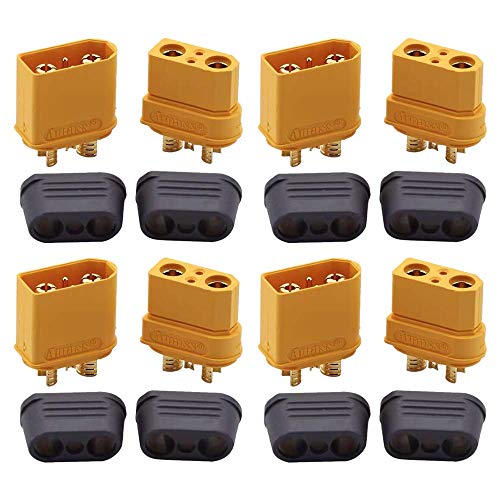 Amass Premium 4 Paar 8 Stück XT90i XT90 Goldstecker Stecker Buchse Male Female 2+2 4Pin Hochstrom mit Kabel Kappen Lipo Akku Modellbau 90A von VUNIVERSUM
