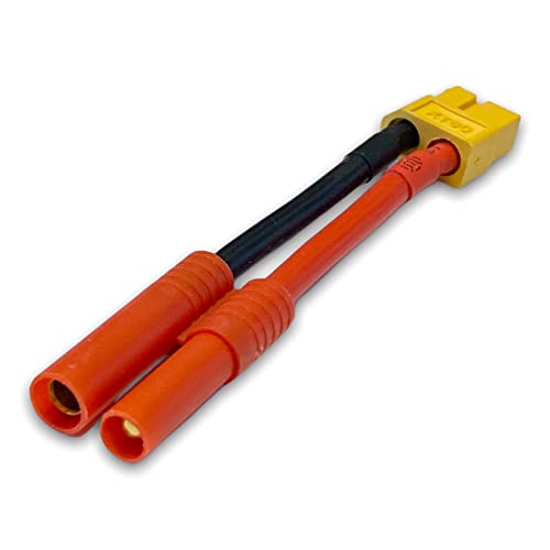 VUNIVERSUM 1 Stück Premium Adapter XT60 2Pin Stecker Female auf 4mm HXT Buchse 5cm 14AWG Kabel Adapterkabel Hochstrom für Lipo Akku Modellbau von VUNIVERSUM