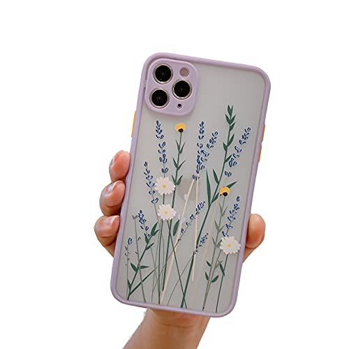 VUTR iPhone 12 Pro-Hülle mit Blumenmuster [Eingebauter Kameraschutz] Romantisches Design auf Matter transparenter Schutzhülle für iPhone 12 Pro - Lila von VUTR