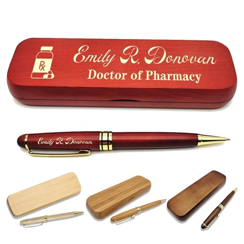 (1–3 Stifte-Set) Personalisierter Stift mit Monogrammetui, personalisierter gravierter Kugelschreiber mit personalisierter Hülle, personalisierte Stifte, Holzstift-Set für Anwälte, Ärzte, Lehrer von VUZUCOSH